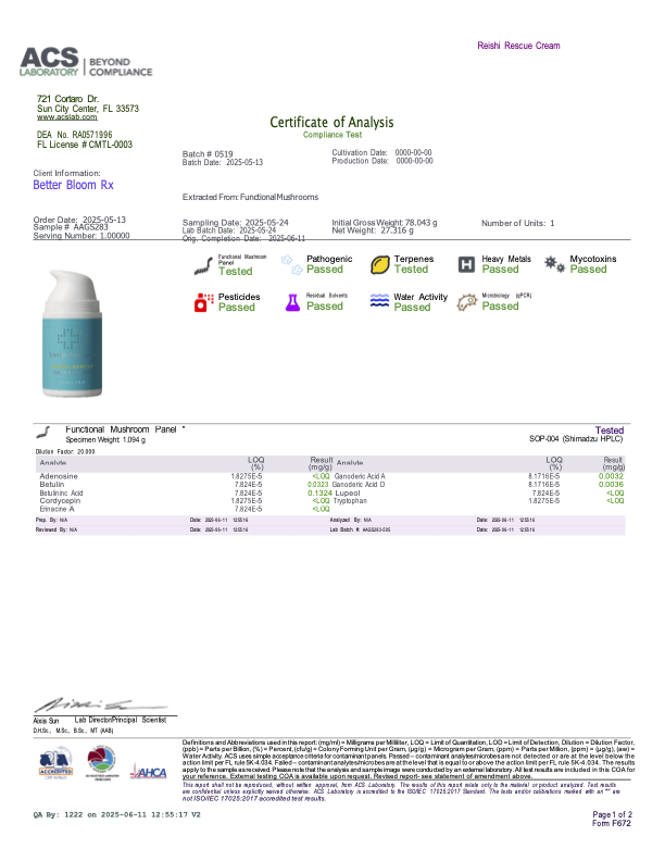REISHI RESCUE CREAM, PAIN RELIEF CREAM